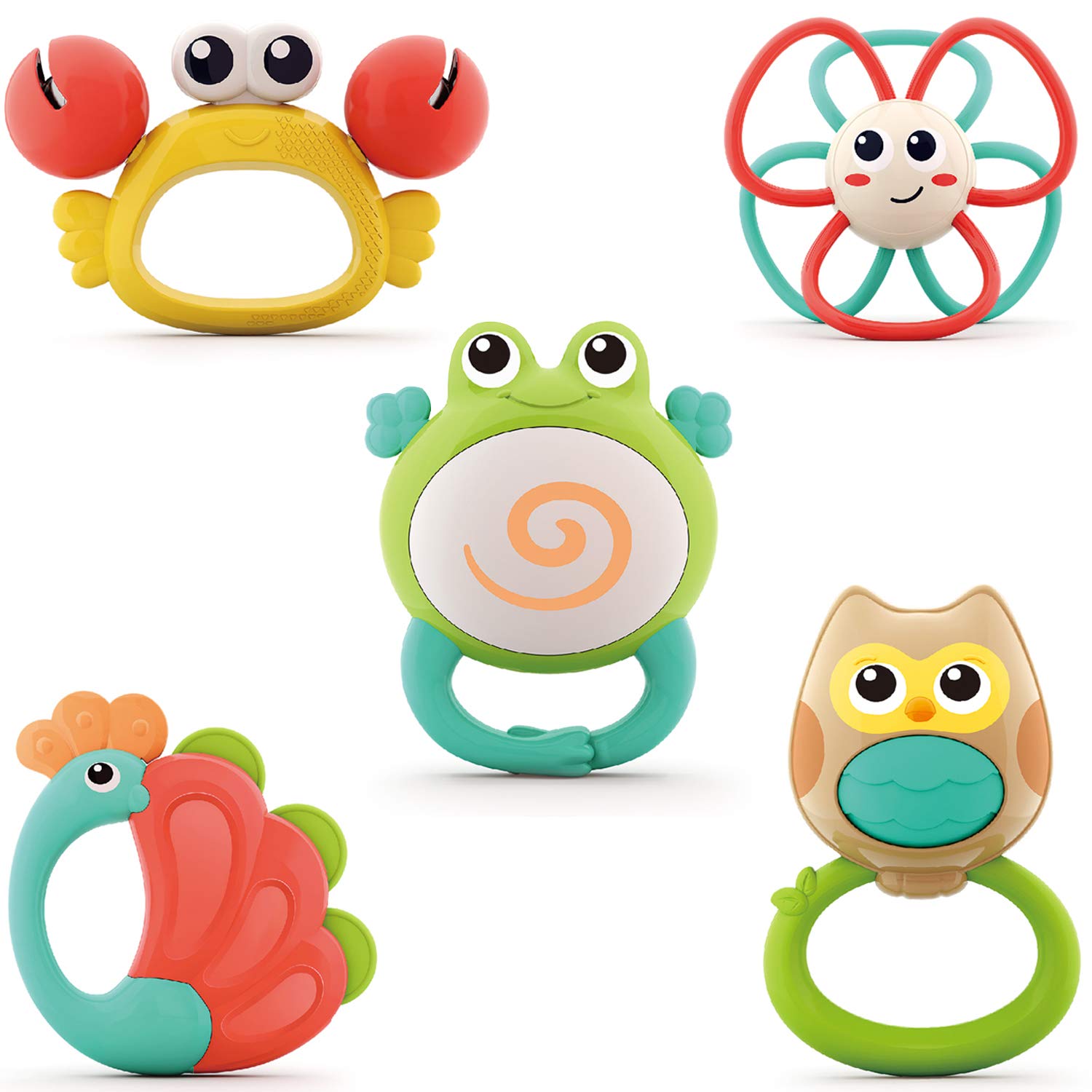 Yiosion Baby Rattle Sets Teether Rattles Toys Babies Grab Shaker and Spin Rattle Toy Early Educational Toys with Storage Box Gifts Set for 3, 6, 9, 12 Month Newborn Baby Infant Boy Girl